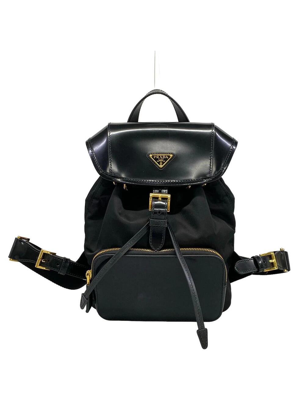 Prada Black Nylon Leather Backpack #343538P19B